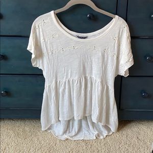 White American Eagle Top with Cutout Detailing